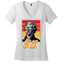 Tj President Thomas Jefferson Retro Patriotic 4th Of July Women's V-Neck T-Shirt