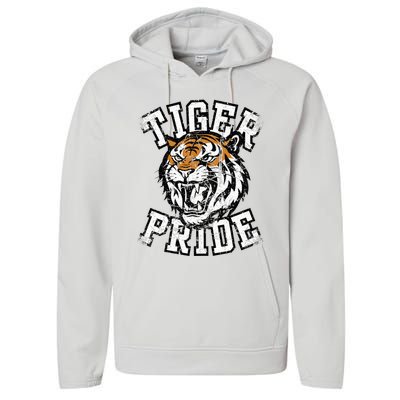 Tiger Pride Tiger Mascot School Sports Team Performance Fleece Hoodie