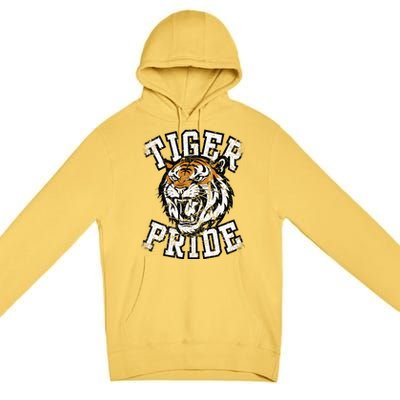 Tiger Pride Tiger Mascot School Sports Team Premium Pullover Hoodie