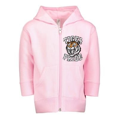 Tiger Pride Tiger Mascot School Sports Team Toddler Zip Fleece Hoodie