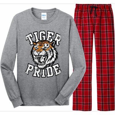 Tiger Pride Tiger Mascot School Sports Team Long Sleeve Pajama Set