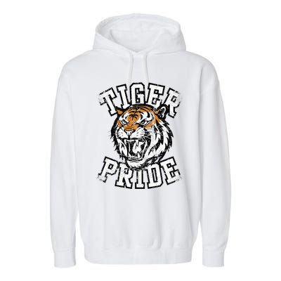 Tiger Pride Tiger Mascot School Sports Team Garment-Dyed Fleece Hoodie