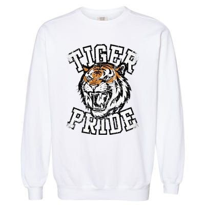 Tiger Pride Tiger Mascot School Sports Team Garment-Dyed Sweatshirt