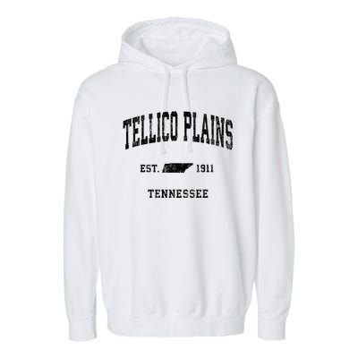 Tellico Plains Tennessee Tn Vintage Athletic Sports Garment-Dyed Fleece Hoodie