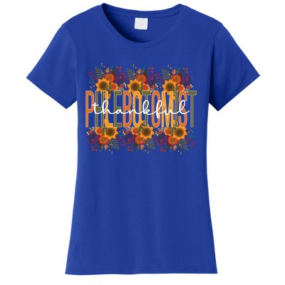 Thankful Phlebotomist Thanksgiving Phlebotomy Funny Gift Women's T-Shirt