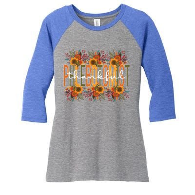 Thankful Phlebotomist Thanksgiving Phlebotomy Funny Gift Women's Tri-Blend 3/4-Sleeve Raglan Shirt