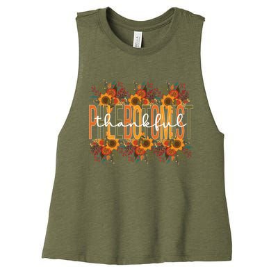 Thankful Phlebotomist Thanksgiving Phlebotomy Funny Gift Women's Racerback Cropped Tank