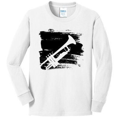 Trumpet Player Kids Long Sleeve Shirt