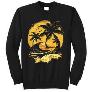 Tropical Palm Trees Sailboat Beach Island Sunset Sweatshirt