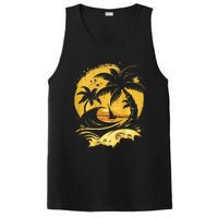 Tropical Palm Trees Sailboat Beach Island Sunset PosiCharge Competitor Tank