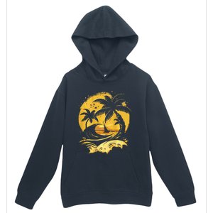 Tropical Palm Trees Sailboat Beach Island Sunset Urban Pullover Hoodie