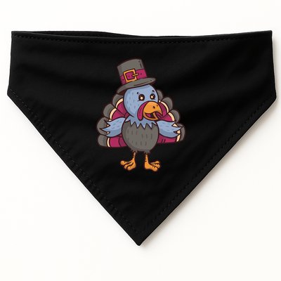 Turkey Pilgrim Thanksgiving Cartoon Thanks Gratitude Gift USA-Made Doggie Bandana