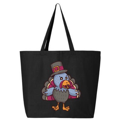 Turkey Pilgrim Thanksgiving Cartoon Thanks Gratitude Gift 25L Jumbo Tote