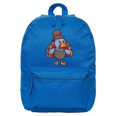 Turkey Pilgrim Thanksgiving Cartoon Thanks Gratitude Gift 16 in Basic Backpack