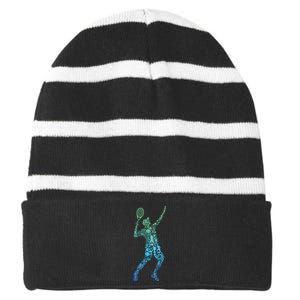 Tennis Player Striped Beanie with Solid Band