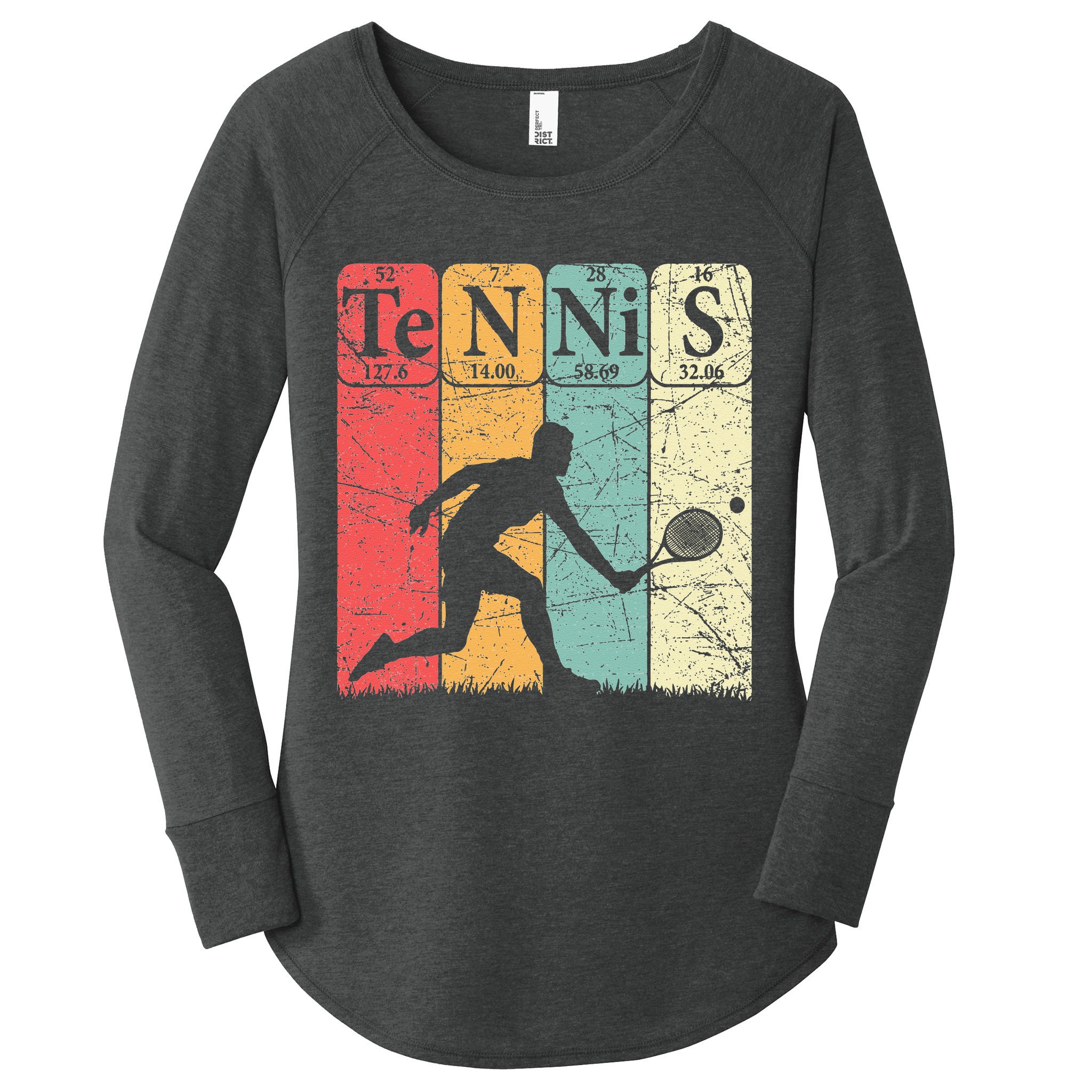 Tennis Periodic Table Elements Tennis Player Nerd Vintage Women's Perfect Tri Tunic Long Sleeve Shirt