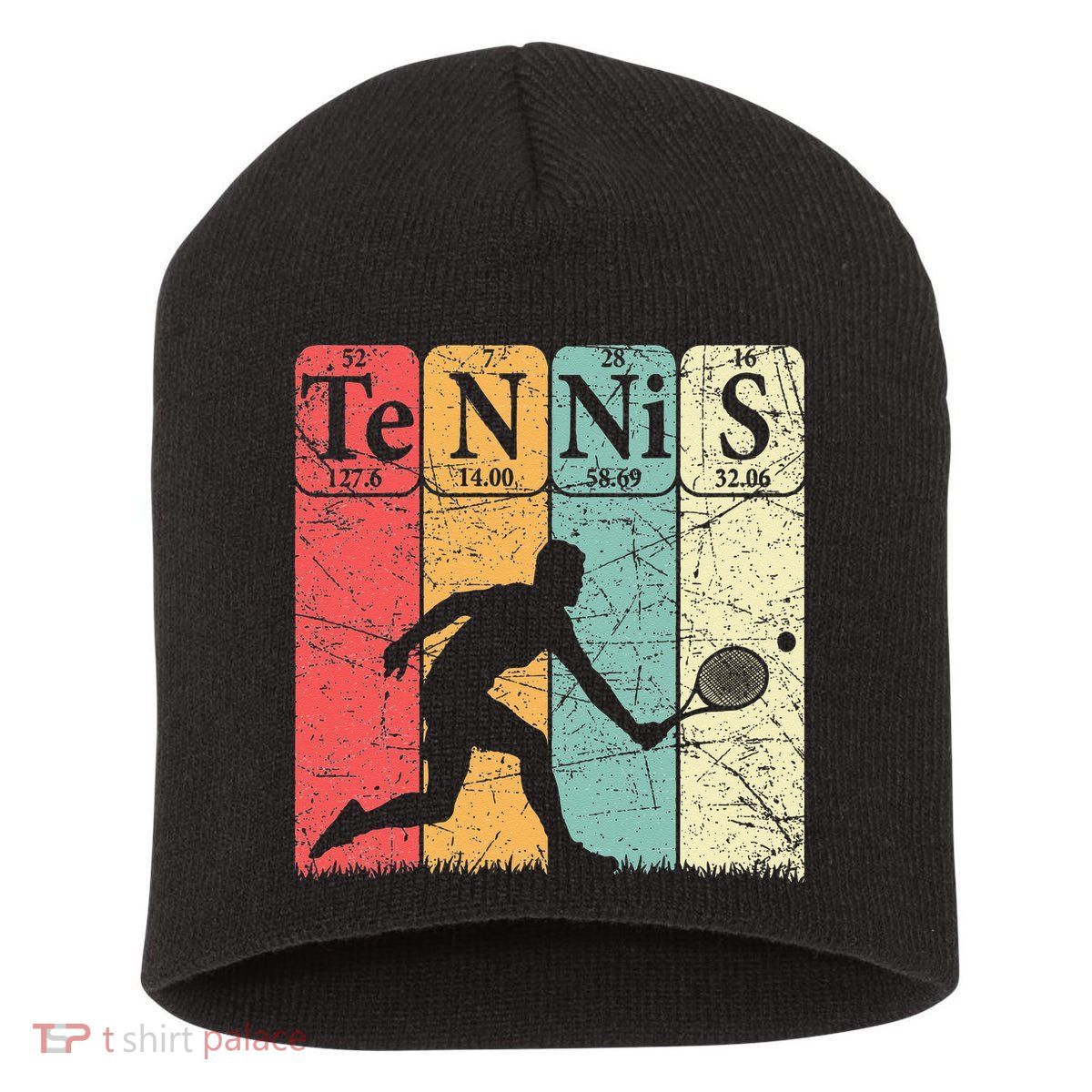 Tennis Periodic Table Elements Tennis Player Nerd Vintage Short Acrylic Beanie