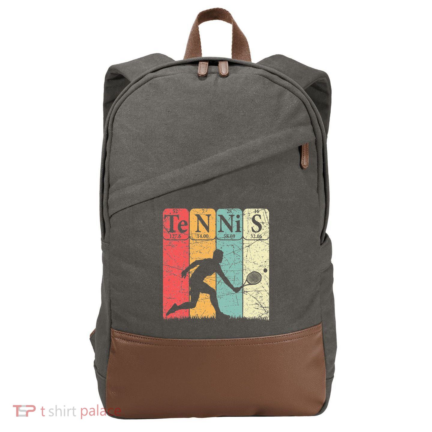 Tennis Periodic Table Elements Tennis Player Nerd Vintage Cotton Canvas Backpack