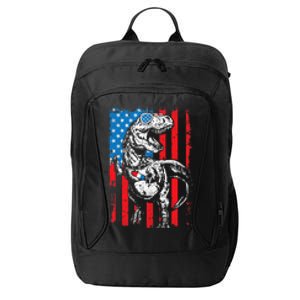 Trex Popsicle USA Flag Funny 4th Of July Dinosaur Gift City Backpack