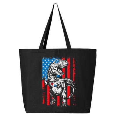 Trex Popsicle USA Flag Funny 4th Of July Dinosaur Gift 25L Jumbo Tote