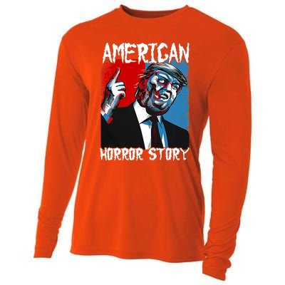 Trump President Usa Flag Halloween Horror Story Costumes Cooling Performance Long Sleeve Crew