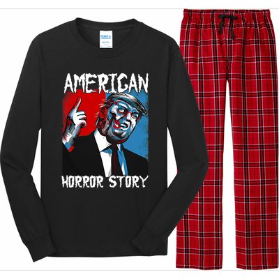 Trump President Usa Flag Halloween Horror Story Costumes Long Sleeve Pajama Set