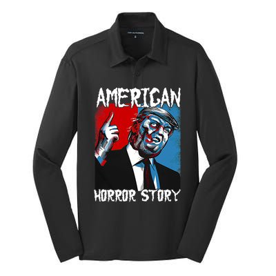 Trump President Usa Flag Halloween Horror Story Costumes Silk Touch Performance Long Sleeve Polo