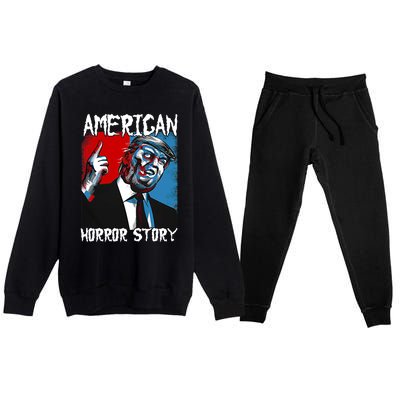 Trump President Usa Flag Halloween Horror Story Costumes Premium Crewneck Sweatsuit Set