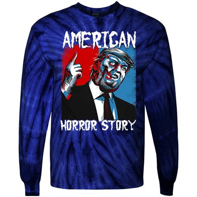 Trump President Usa Flag Halloween Horror Story Costumes Tie-Dye Long Sleeve Shirt