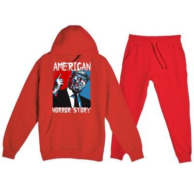 Trump President Usa Flag Halloween Horror Story Costumes Premium Hooded Sweatsuit Set