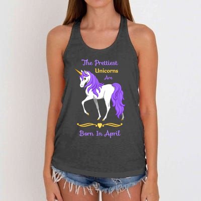 The Prettiest Unicorns Are Born In April Women's Knotted Racerback Tank