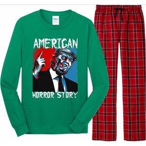 Trump President Usa Flag Halloween Horror Story Costumes Long Sleeve Pajama Set