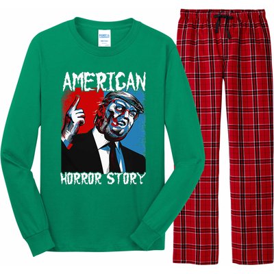 Trump President Usa Flag Halloween Horror Story Costumes Long Sleeve Pajama Set