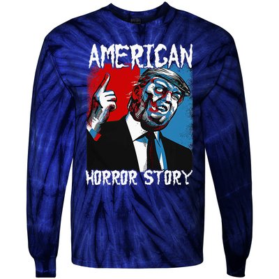 Trump President Usa Flag Halloween Horror Story Costumes Tie-Dye Long Sleeve Shirt