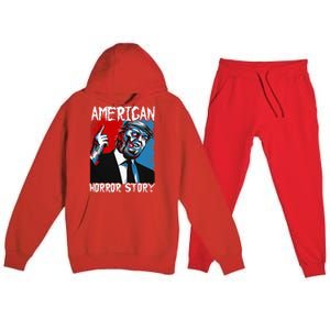 Trump President Usa Flag Halloween Horror Story Costumes Premium Hooded Sweatsuit Set