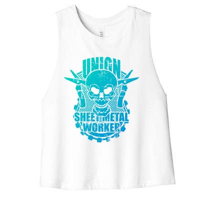 Tough Proud Union Sheet Metal Workers Gift Women's Racerback Cropped Tank