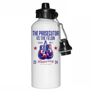 The Prosecutor Vs The Felon Democracy Kamala Harris Trump Aluminum Water Bottle