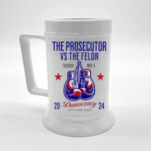 The Prosecutor Vs The Felon Democracy Kamala Harris Trump Beer Stein