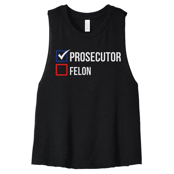 The Prosecutor Vs Convicted Felon Funny Ballot Paper Voting Women's Racerback Cropped Tank