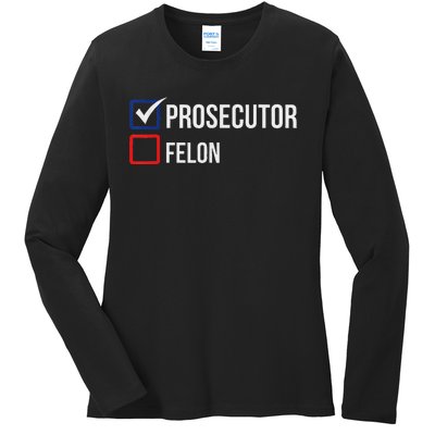 The Prosecutor Vs Convicted Felon Funny Ballot Paper Voting Ladies Long Sleeve Shirt