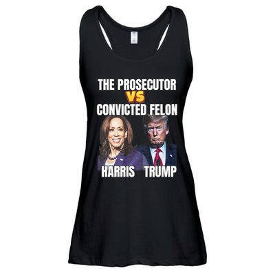 The Prosecutor Versus The Convicted Felon Harris Vs Trump Ladies Essential Flowy Tank