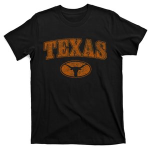 Texas Pride Varsity Town Blank Space Distressed Design T-Shirt