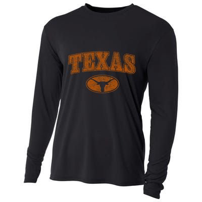 Texas Pride Varsity Town Blank Space Distressed Design Cooling Performance Long Sleeve Crew