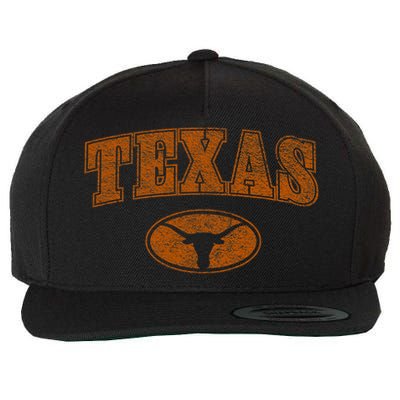 Texas Pride Varsity Town Blank Space Distressed Design Wool Snapback Cap