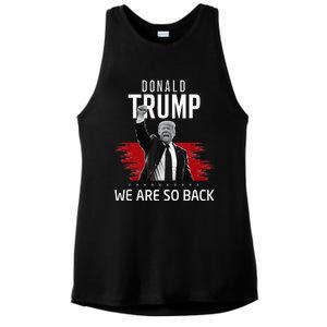 Trump President Victory We Are So Back Ladies PosiCharge Tri-Blend Wicking Tank