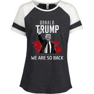 Trump President Victory We Are So Back Enza Ladies Jersey Colorblock Tee