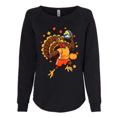 Turkey Playing Volleyball Thanksgiving Volleyball Player Womens California Wash Sweatshirt