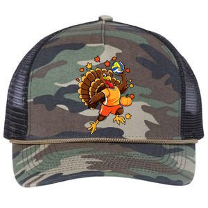 Turkey Playing Volleyball Thanksgiving Volleyball Player Retro Rope Trucker Hat Cap