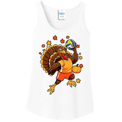 Turkey Playing Volleyball Thanksgiving Volleyball Player Ladies Essential Tank