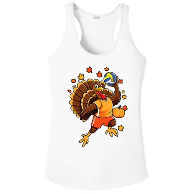 Turkey Playing Volleyball Thanksgiving Volleyball Player Ladies PosiCharge Competitor Racerback Tank